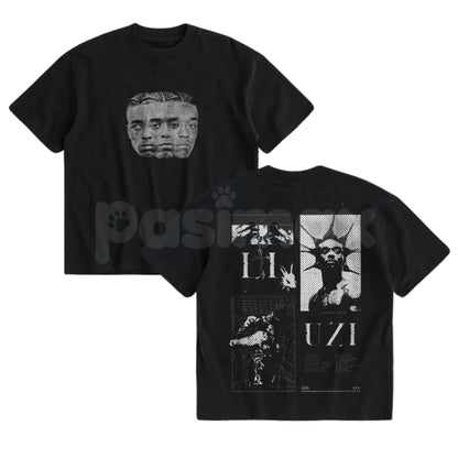 Uziii Double-Sided Heavy Cotton Graphic Tee - Premium Tactical Streetwear Shirt, Bold Urban Graphic Apparel, Heavyweight Double-Print Hypebeast Tee